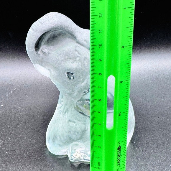 Viking Glass Elephant Head Figurine Frosted Blue Satin Art Glass Handmade USA - Picture 7 of 7